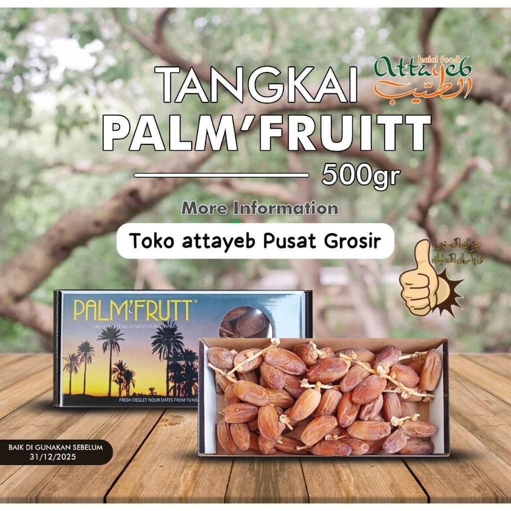 

Kurma Palm Frutt / PalmFruit Tangkai 500gr Dijamin 100 % Original Asli Tunisia Tangkai Palm Frutt / Palm Fruit Panen Baru (EXP 2026