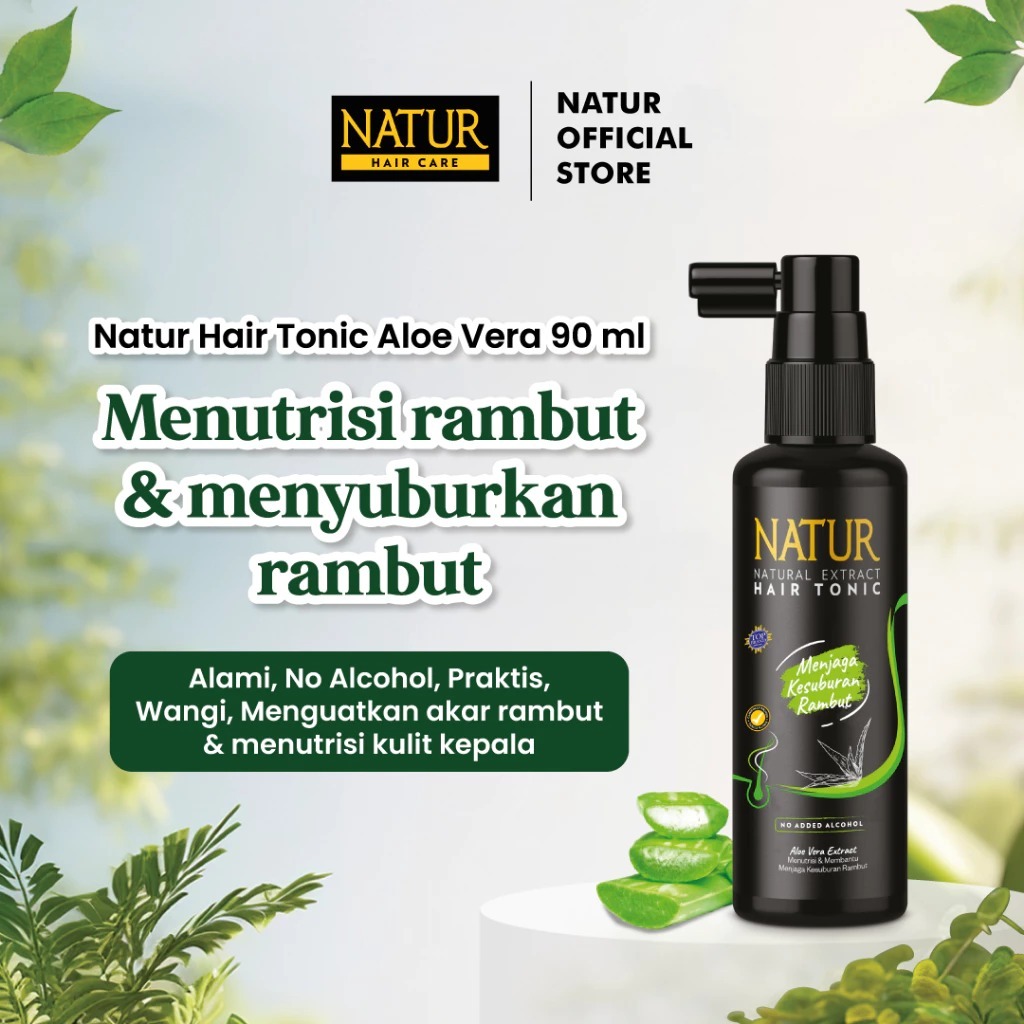 (ORIGINAL) Natur Hair Tonic Aloe Vera 90 ml | Tonik Penumbuh & Penebal Rambut Rontok