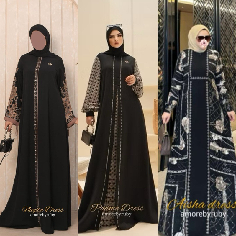 Nagita Dress Padma Dress Aisha Dress Amore by Ruby Gamis Hitam Jettblack