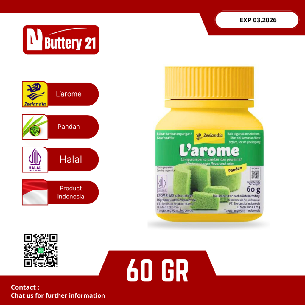 

LAROME PANDAN 60 GR/PASTA PANDAN/PERISA DAN PEWARNA/ZEELANDIA PASTE/PASTA PANDAN CAIR