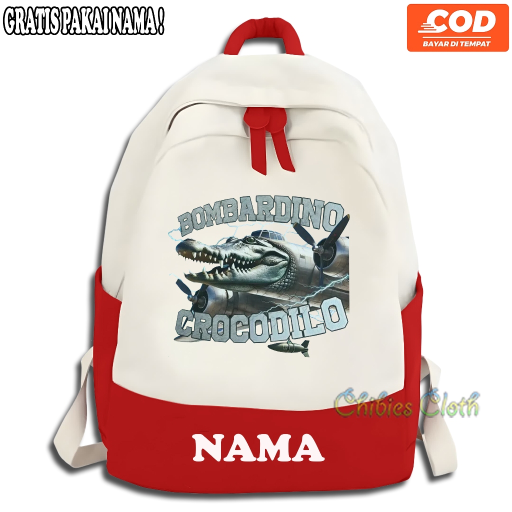 Tas Sekolah Tas Ransel Anak Bombardino Crocodilo - Backpack Anak Motif Anomali Buaya Bombardino Croc