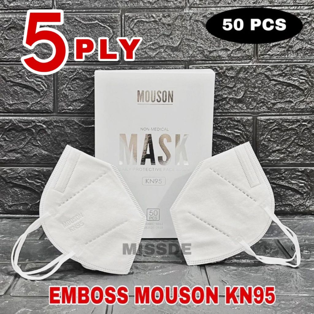 MASKER KN95 MOUSON BOX EMBOSS PUTIH ISI 50 PCS