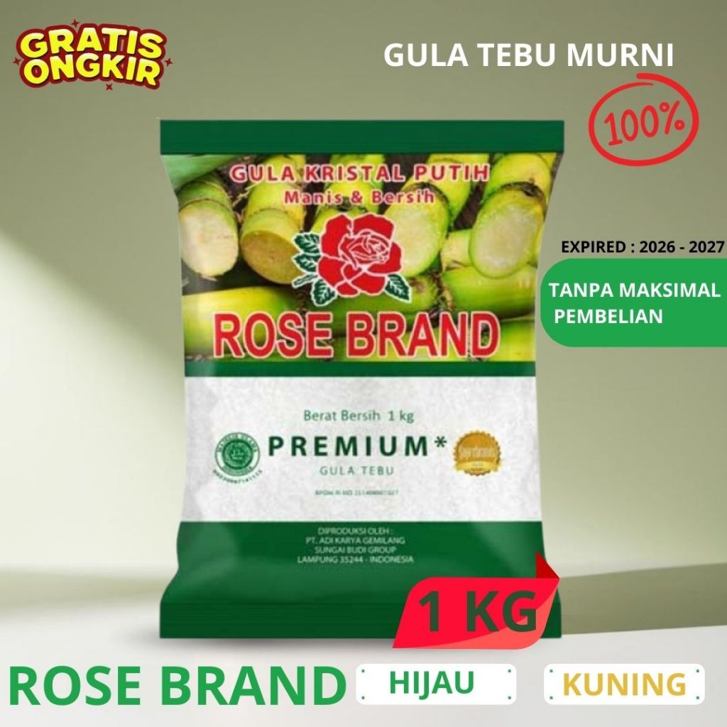 

Gula Rose Brand 1kg / Rosebrand Gula Kemasan Hijau Kuning / Gula Rose Brand Premium 1 kg Asli