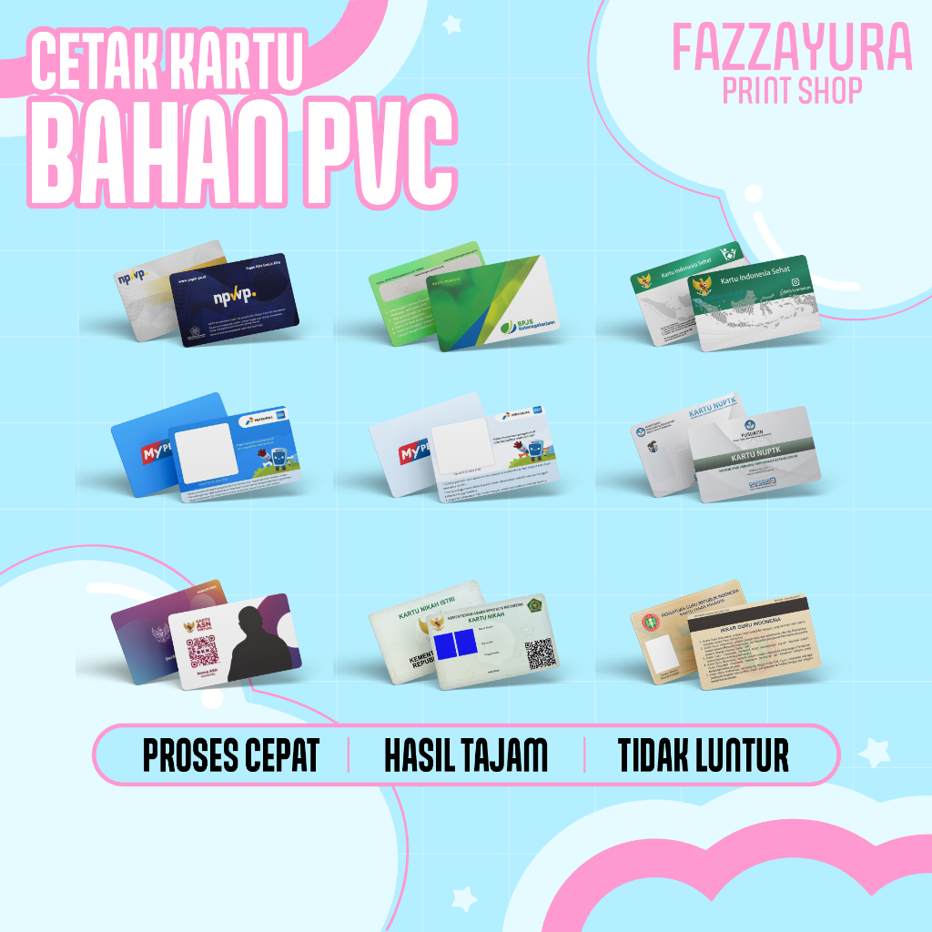 

Cetak Kartu ID CARD/KARTU Bahan PVC Bisa Satuan Anti Luntur Tebal 2 SISI