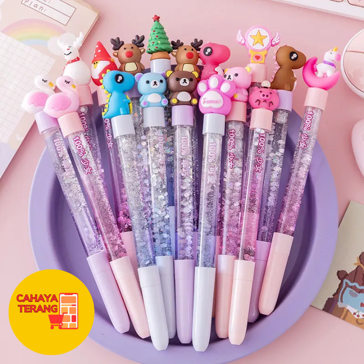 

LS PULPEN GEL GLITTER AIR CRISTAL MOTIF CANTIK KOREA / PENA BOLPEN GLITTER MOTOF PEN CUTE CARTOON / ALAT TULIS KARAKTER KARTUN LUCU IMUT UNTUK KANTOR SEKOLAH PELAJAR