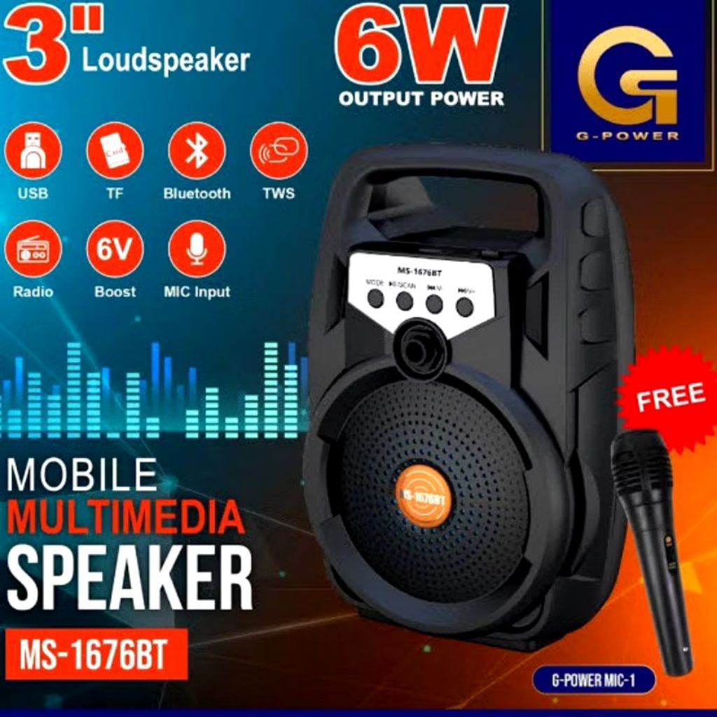 Speaker Aktif Bluetooth Karaoke G-POWER MS1676 BT