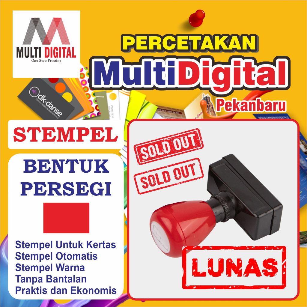 

Stempel Warna Persegi (Stempel Otomatis/Flash) tanpa bantalan Ukuran Kecil s.d Sedang