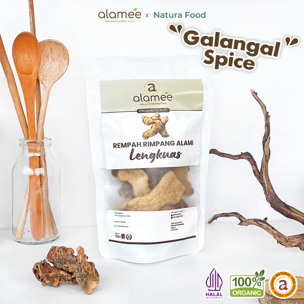 

ALAMEE Lengkuas Kering Dried Galangal Iris Rempah Rimpang Organik Alami Spice 50gr