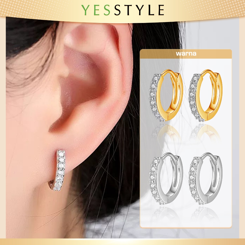 Yesstyle Anting Titanium Elegan Anting Hoop Wanita Kristal Zircon