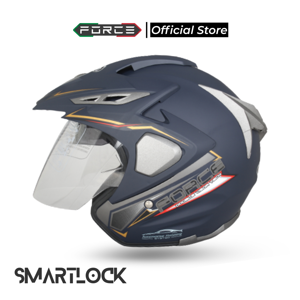 FORCE Helm Half Face Double Visor (Smartlock)