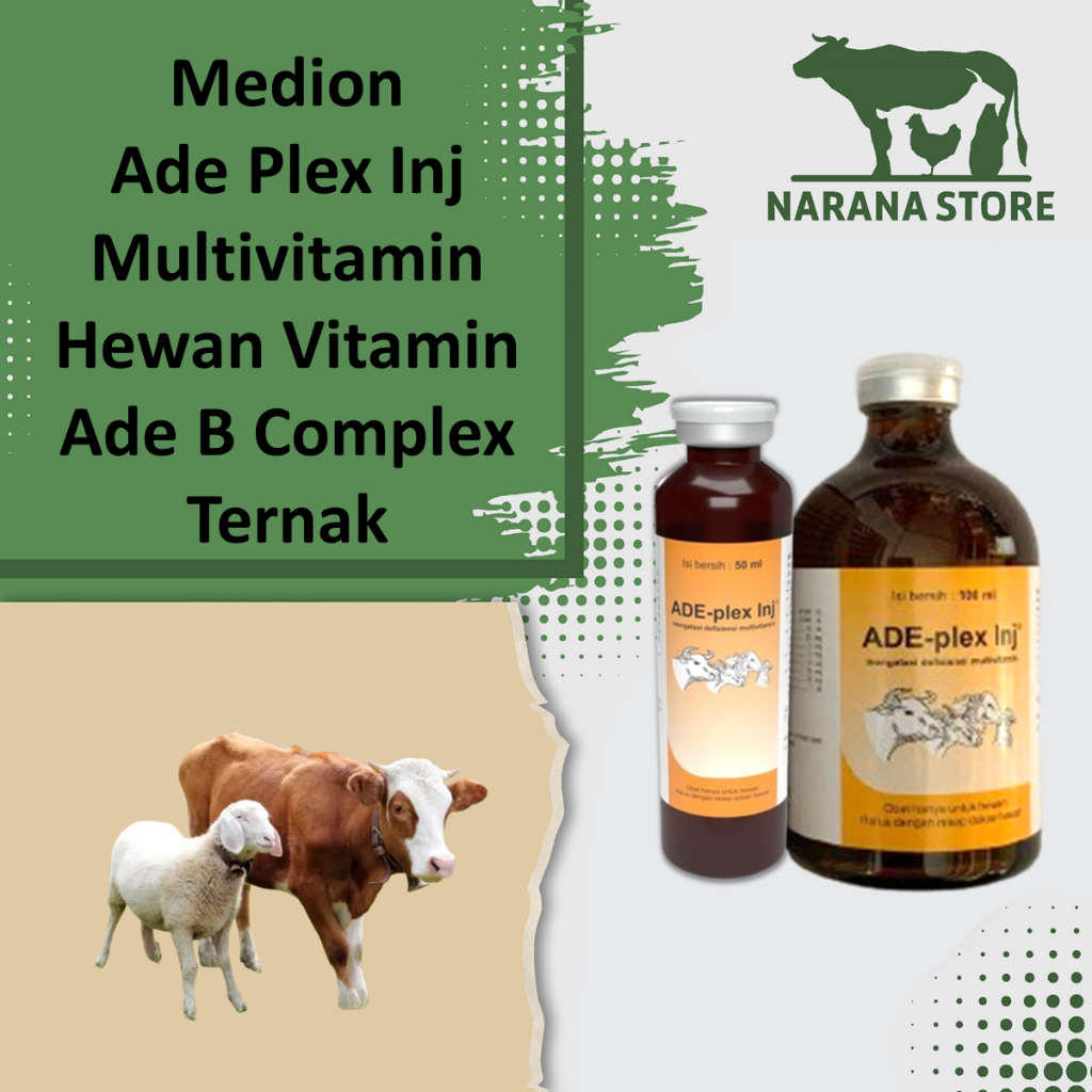 Medion Ade Plex Inj Multivitamin Hewan Vitamin Ade B Complex Ternak