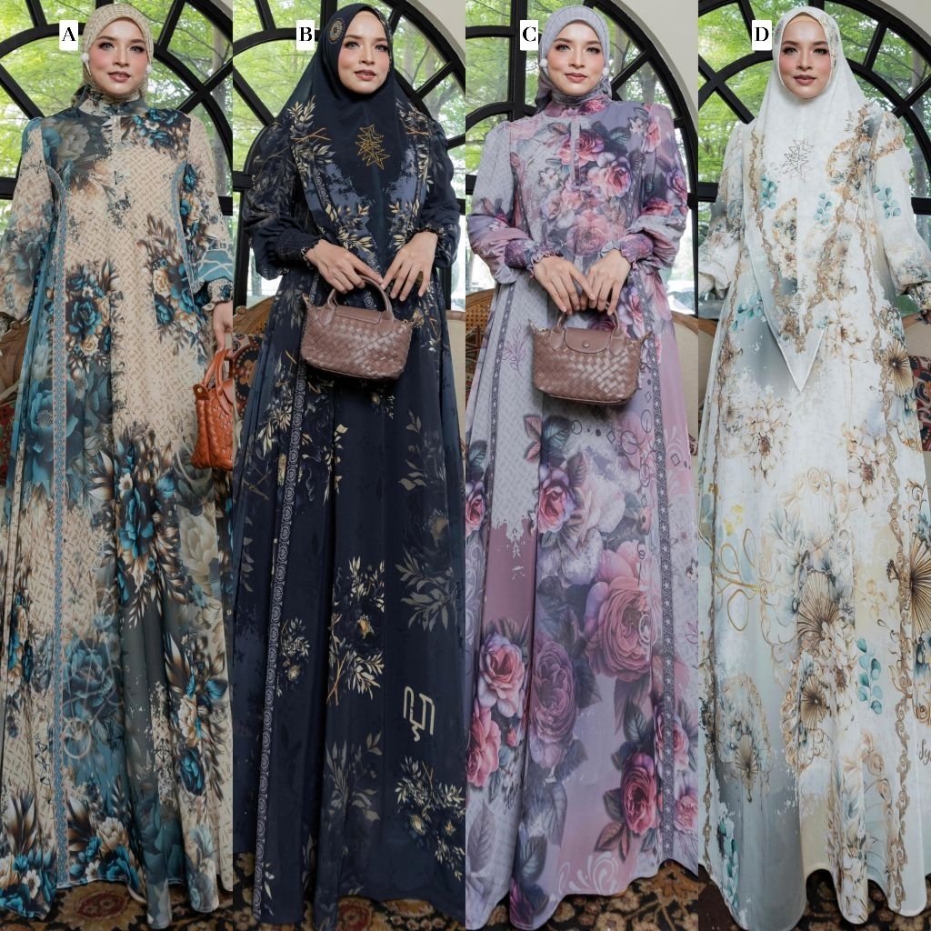 Adha Series Syari Khimar Hitam Putih Umroh HajiDress Scraft by Alya