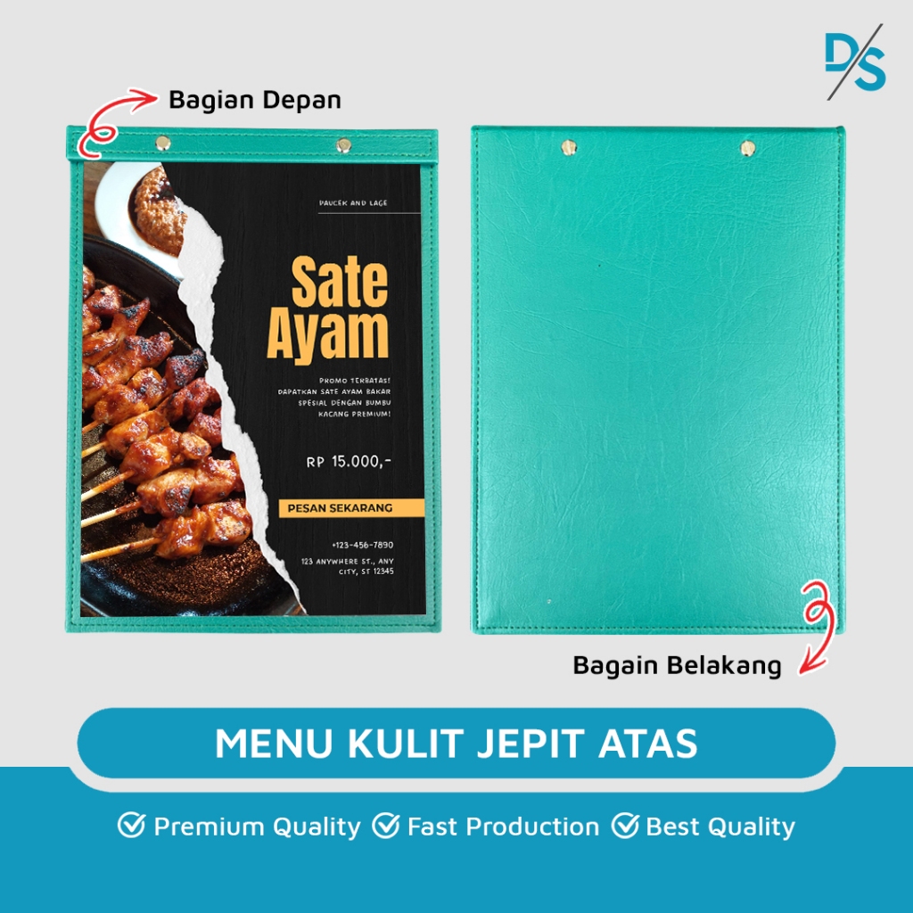 

DSPRINTING - Buku Menu Kulit Jepit Baud / Varian Cafe / Series Satu Sisi / Ukuran A4 / Coklat - Cafe, Coffee Shop, Restoran