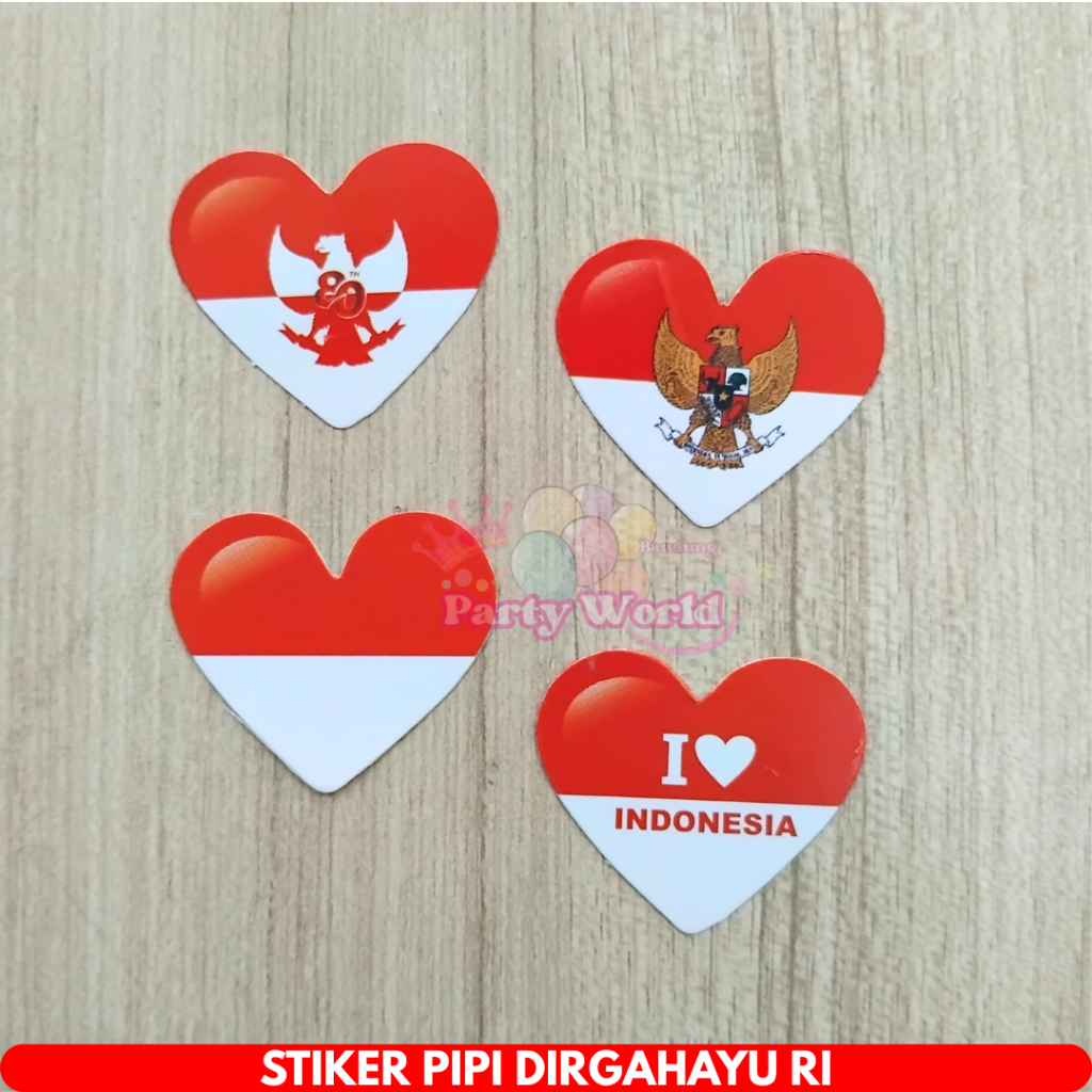 

Stiker Pipi Hati Bendera Merah Putih HUT RI isi 30 pcs