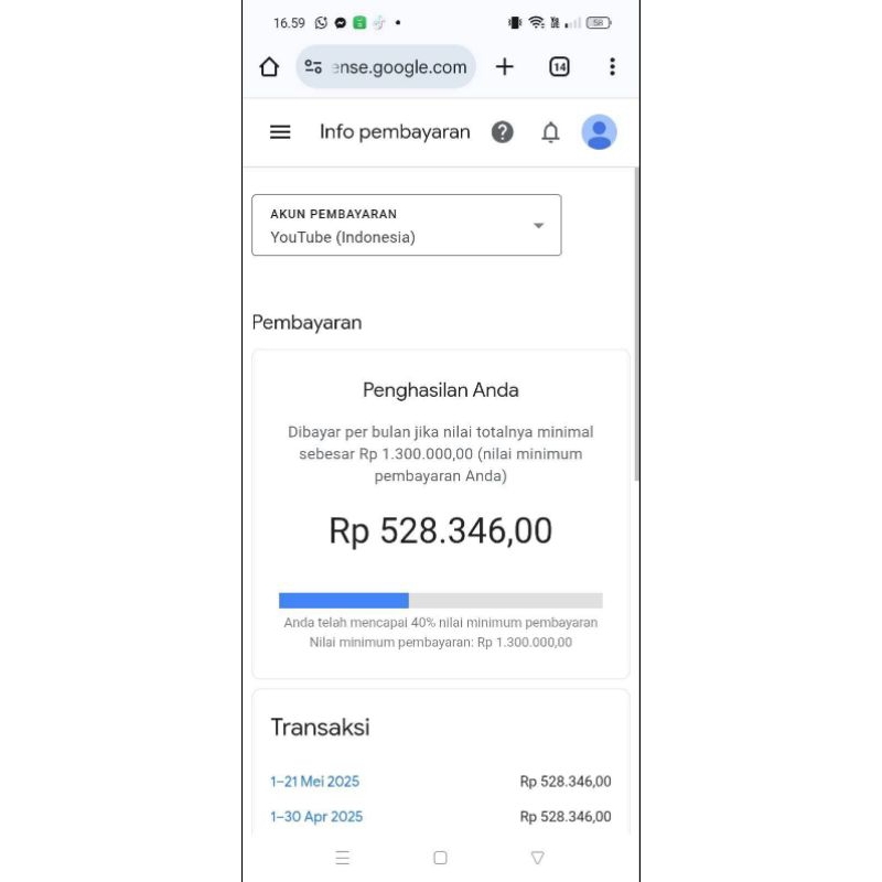 AdSense pin youtube sudah po