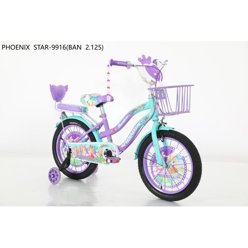 SEPEDA ANAK MINI UKURAN 12 / 16 / 18 Phoenix Star Lampu Musik KERANJANG BESI RODA SAMPING MENYALAH M