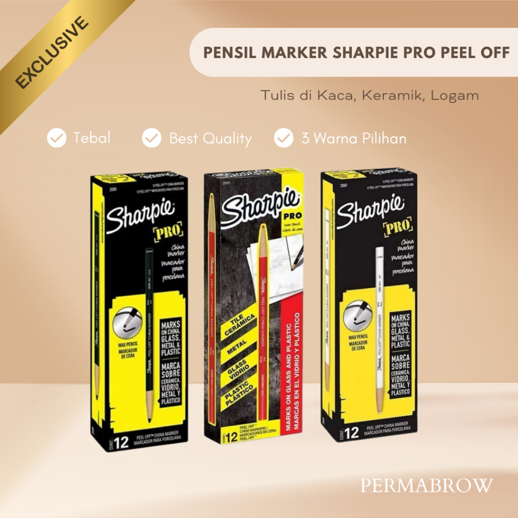 

Pensil Marker Sharpie Pro Peel Off – Tulis di Kaca, Keramik, Logam | Tebal & Mudah Dikupas