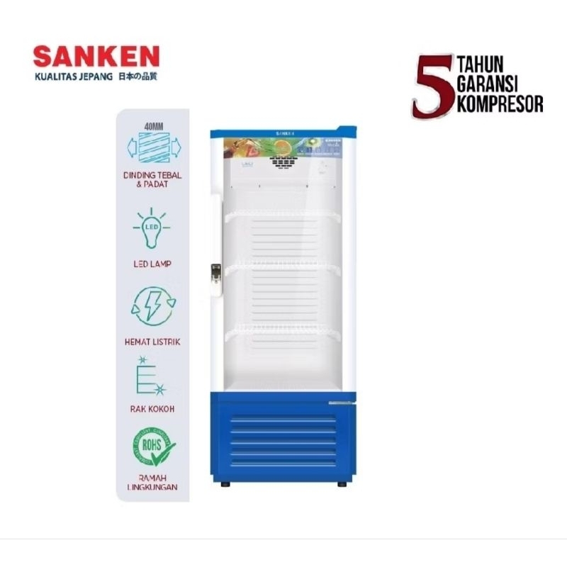 SANKEN Showcase 180L SRS-185BL Pendingin Minuman