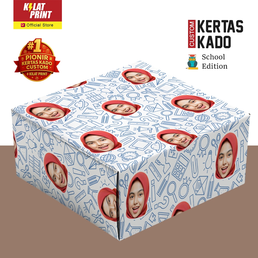 

Kertas Kado Custom Muka Foto Bungkus Gift Hari Guru School Edition