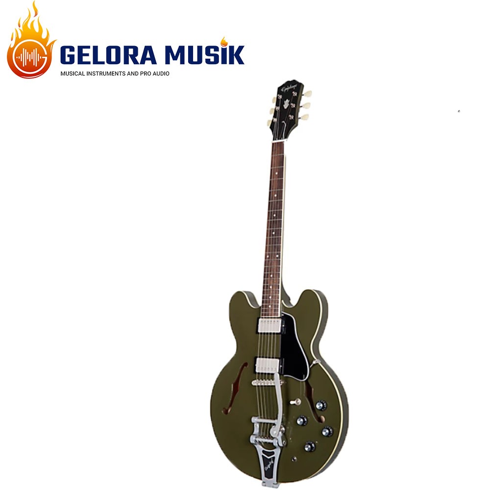 Gitar Elektrik Epiphone ES-335 Bigsby Olive Drab Incl.Premium Gig Bag EI-ES335BODNH3