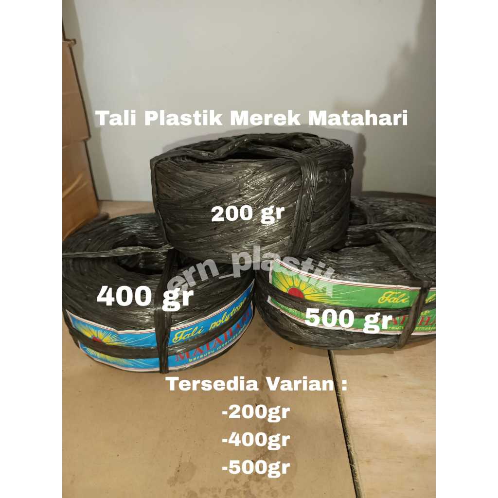 

Tali Plastik Rafia Merek Matahari 200gr,400gr,500gr 1 Gulung