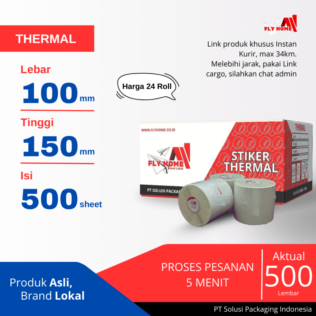 

Stiker Thermal 100x150 500Lembar - Struk 1 Dus GROSIR INSTAN KURIR