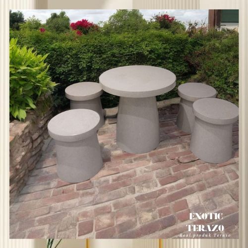 Meja dan Bangku Taman Teraso Model Bulat