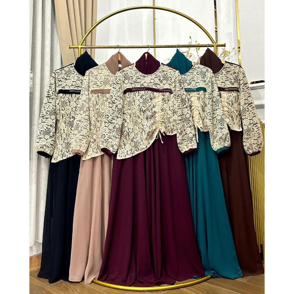 Gamis Brukat Muslimah Elegan Terbaru 2025 Dress Pesta Wanita Syari Modern