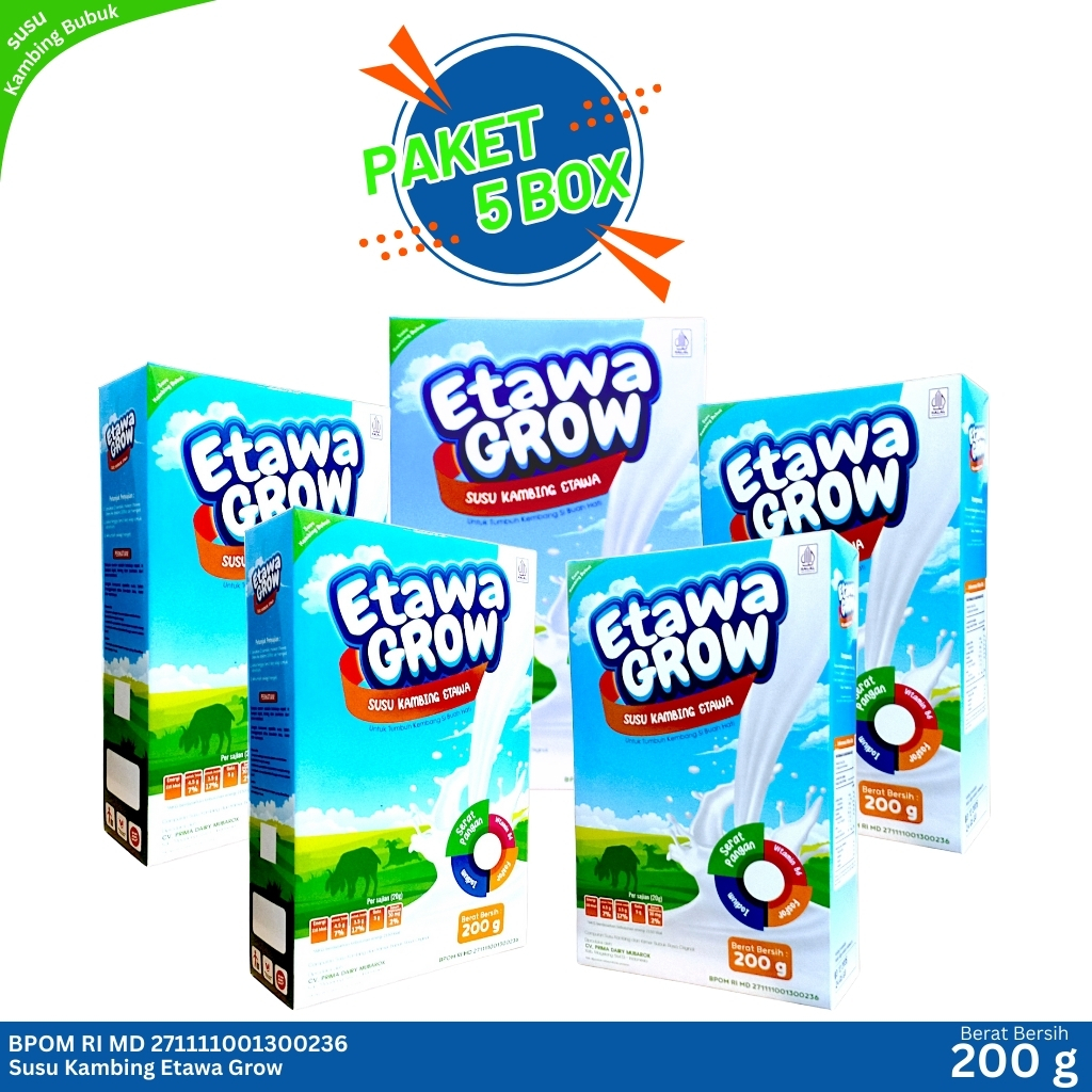 

Etawa Grow Paket 5 box Susu Kambing Amanah Untuk Tumbuh Kembang Si Buah Hati