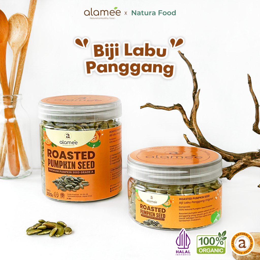 

ALAMEE Roasted Pumpkin Seed Biji Labu Pepita Kupas Panggang Matang Siap Makan Natural 300gr