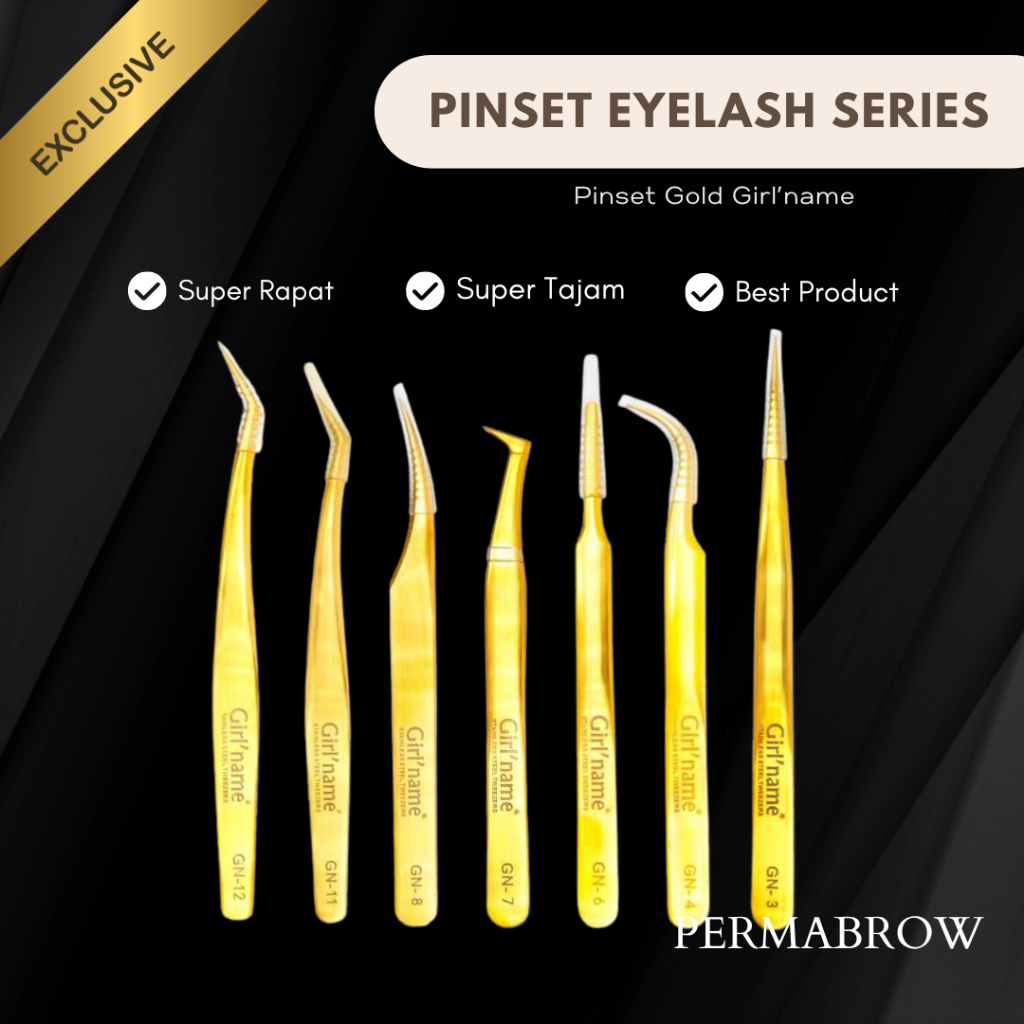 Pinset Volume Gold / Girluname Eyelash Extension Super Tajam Rapat Bulumata