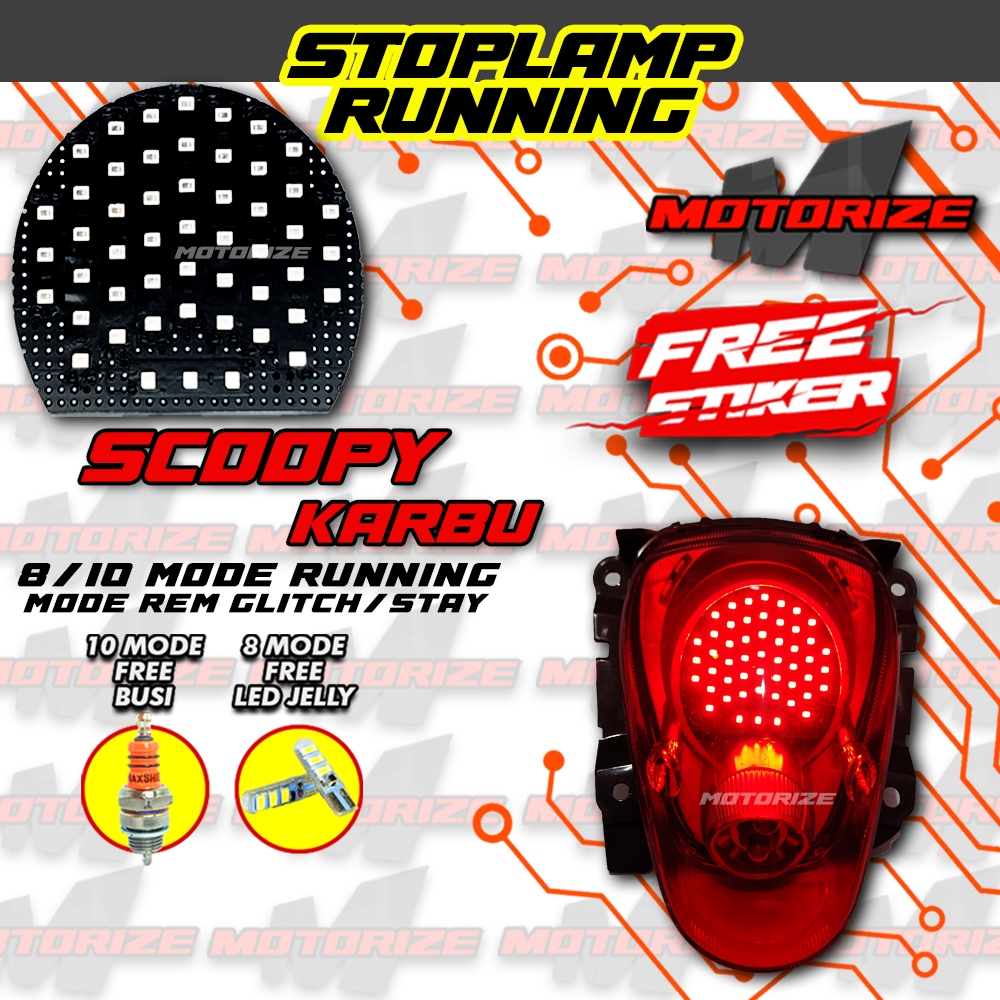 STOPLAMP RUNNING SCOOPY KARBU LAMPU LED REM BELAKANG MOTOR VARIASI MOTORIZE