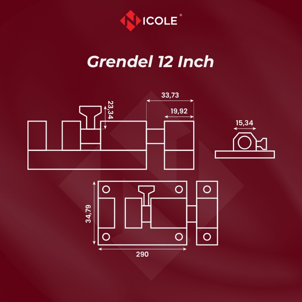 Tokofinaaaa Nicole Grendel Slot Pintu Bulat Segi 6 / Hexagon Door Bolt Black