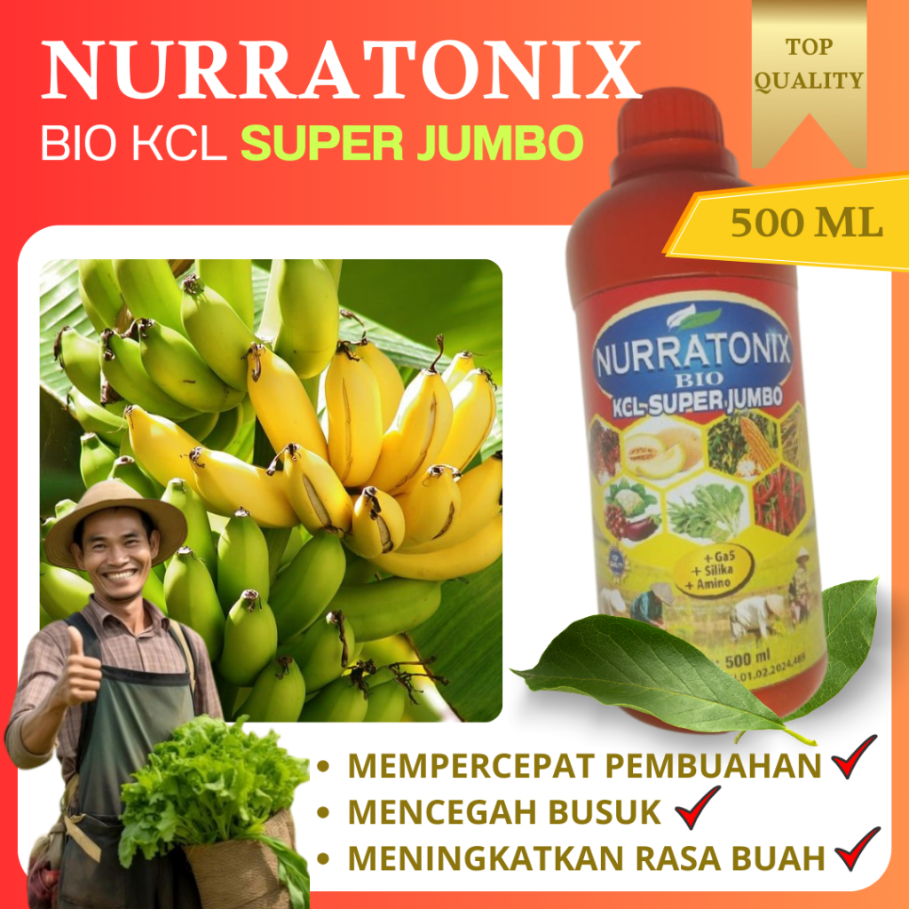 PUPUK NURRATONIX BIO KCL SUPERJUMBO PELEBAT PISANG, PENAMBAH BOBOT PISANG, OBAT PISANG ANTI LAYU