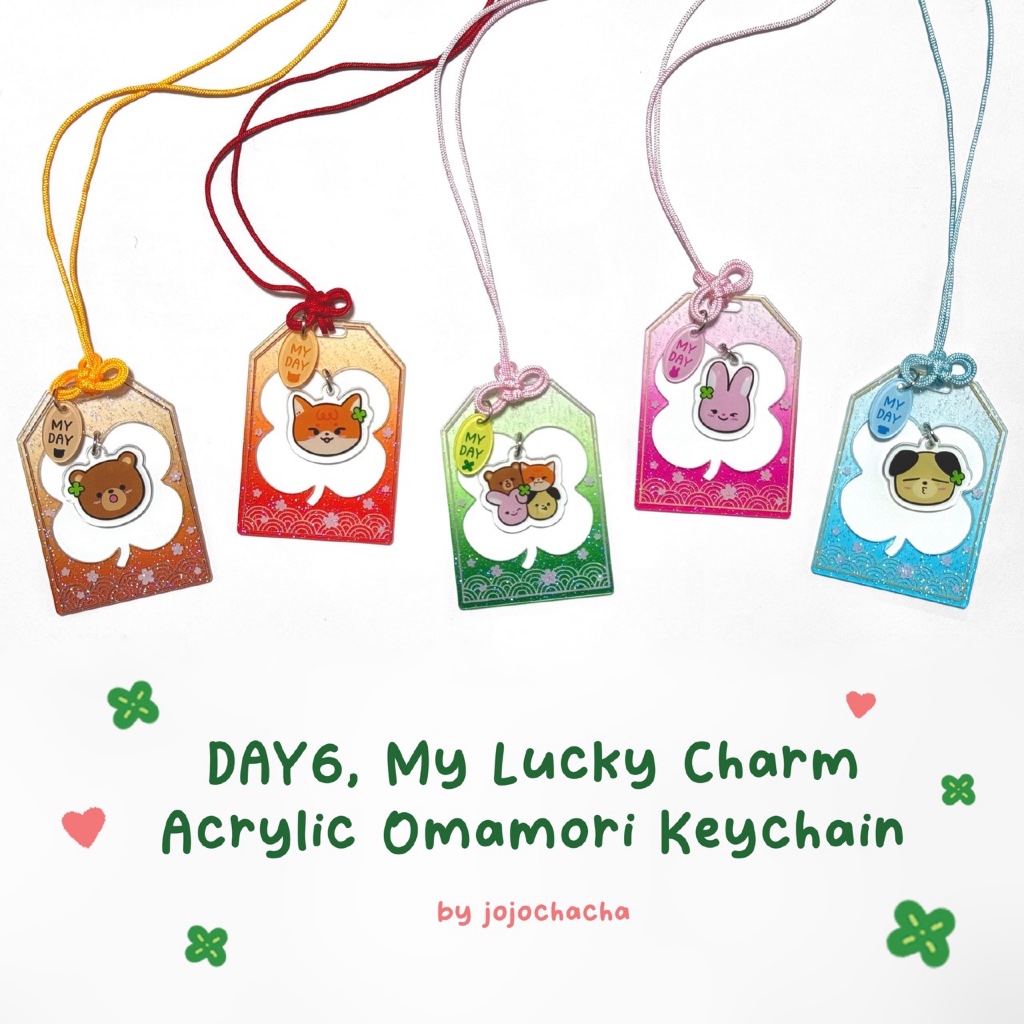 [READY STOCK] DAY6 MY LUCKY CHARM by jojochacha (denimalz acrylic omamori keychain / vinyl glitter s