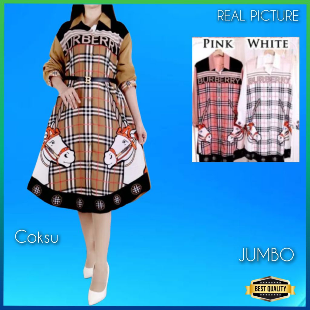 Dress Korea Wanita Camelia Jumbo LD 120 Baju Gaun Natal Kekinian Putih