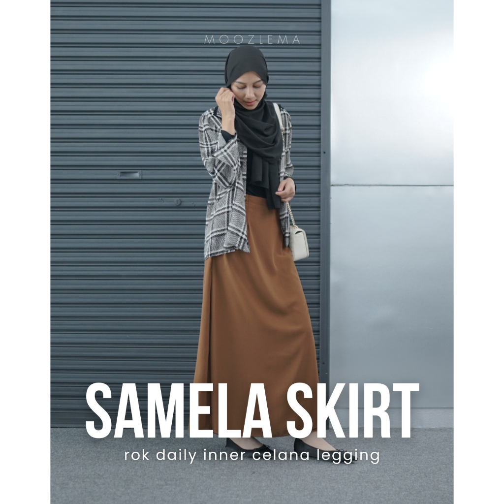 MOOZLEMA Samela Skirt Premium – Rok Maxi Ceruty Baby Doll dengan Inner Celana Furing, Flowy & Nyaman