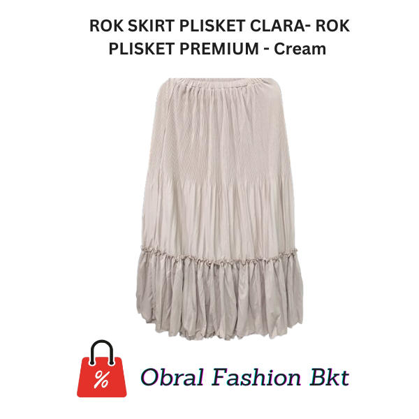 ROK SKIRT PLISKET CLARA- ROK PLISKET PREMIUM - Cream