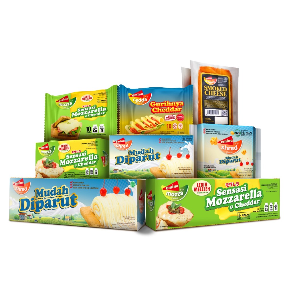 

Emina Cheese Mozza & Mild 160g – Keju Blok Olahan Meleleh & Gurih untuk Topping, Saus, Pizza, Kue