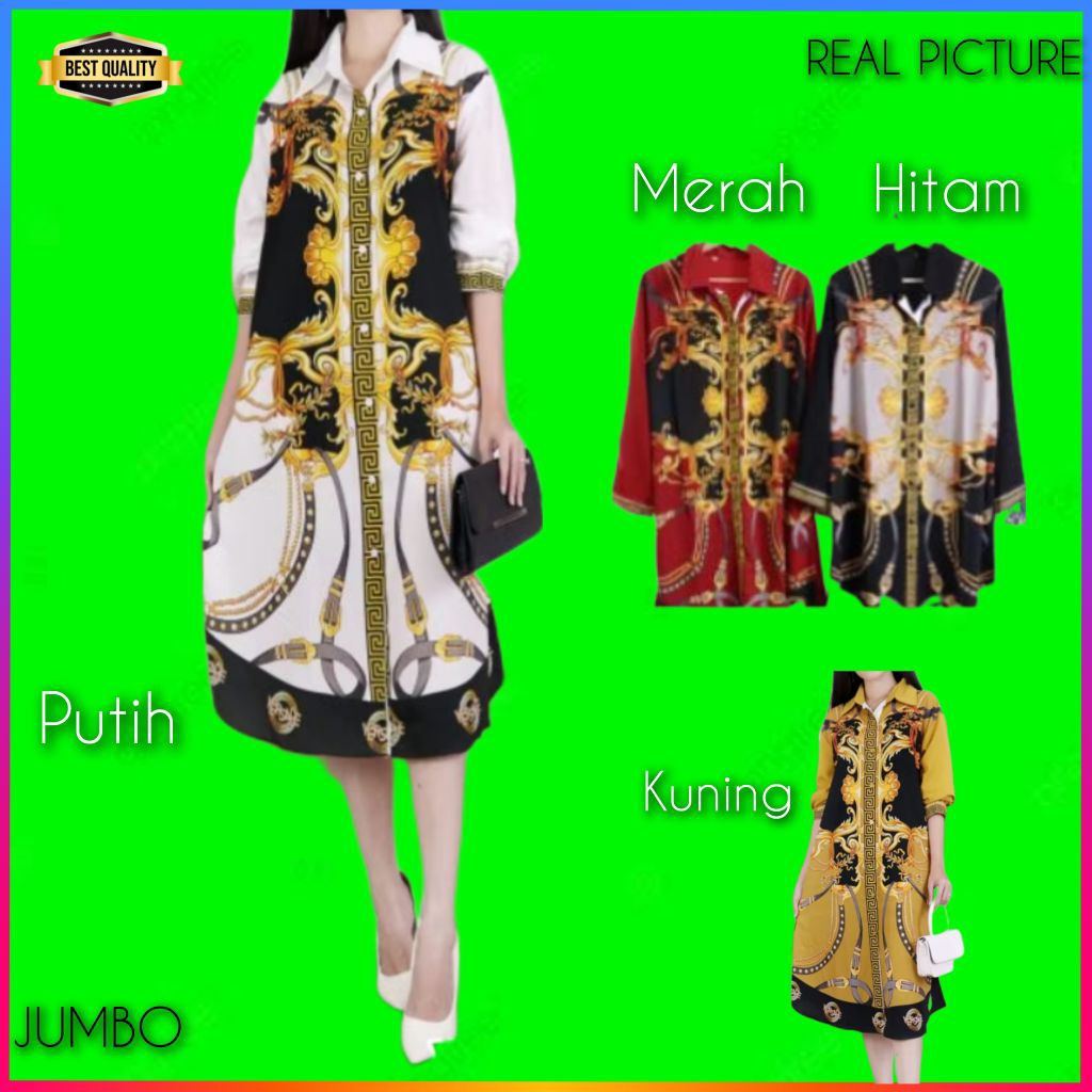 Gaun Bigsize Wanita LD 120 Erigeron Midi Dress Jumbo Natal Korea Merah