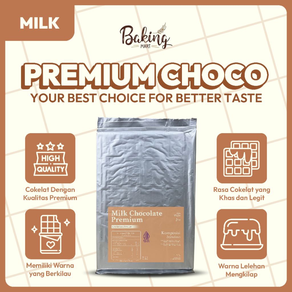 

Milk Chocolate Premium 1kg / easy melt milk chocolate / cokelat blok / chocolate block