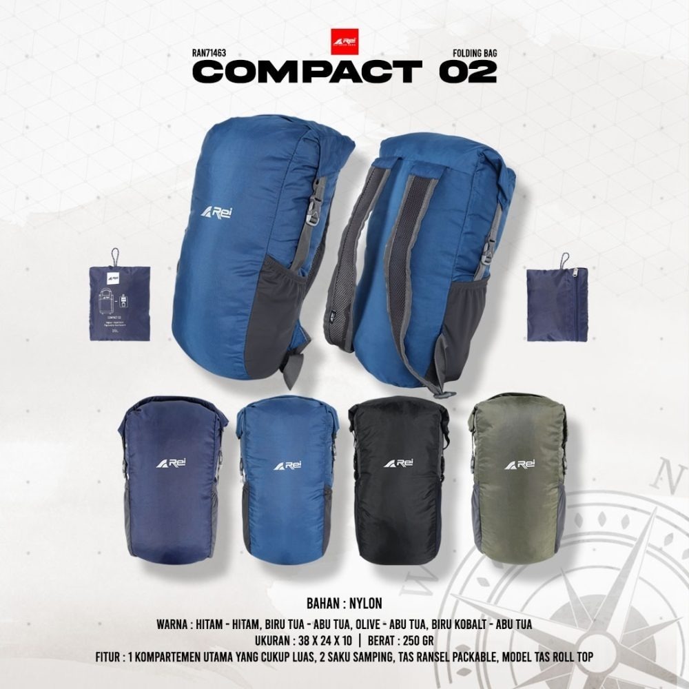 Tas Ransel / Tas Lipat Pria Compact 02 Backpack Arei Outdoorgear