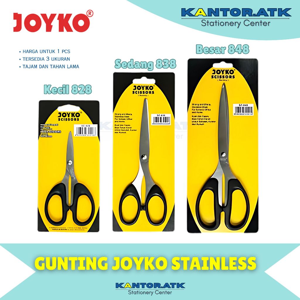 

Gunting Joyko Stainless Steel Kecil/Sedang/Besar SC828/838/848