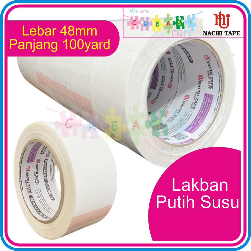 

Nachi Tape Lakban Putih Susu Lebar 48mm Panjang 100yard OPP Premium Quality