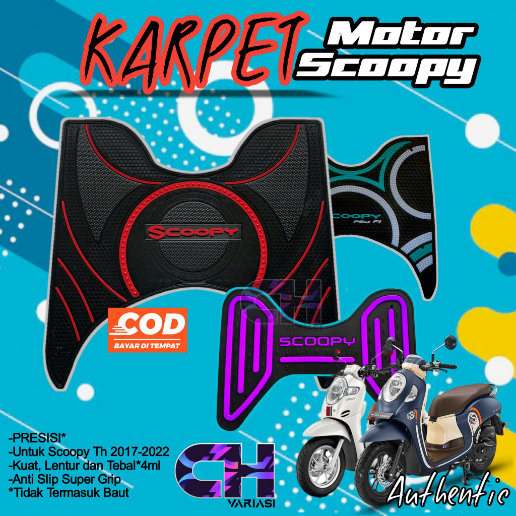 aksesoris karpet motor scoopy 2014&2024 bahan karet permium pijakan kaki
