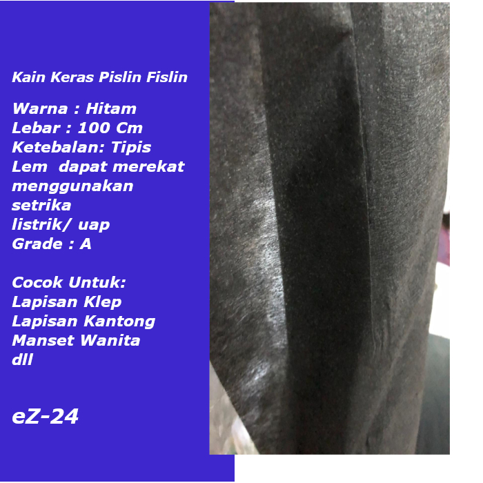 Kain Keras Interlining Vislin Fislin pislin Lem tipis 2016 HITAM