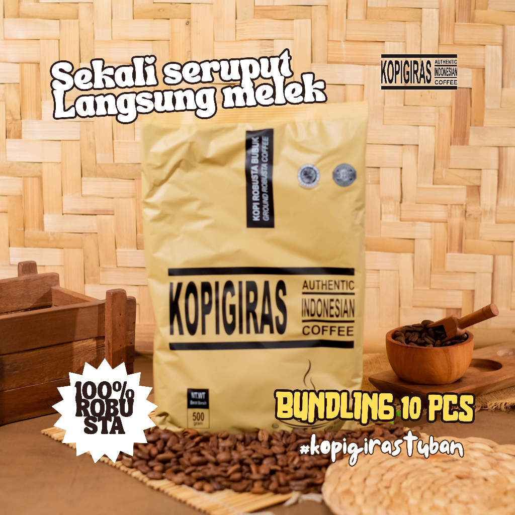 

[Bundling 10 pcs] Kopi Giras 500gr – Kopi Robusta Bubuk Asli Kuat & Mantap