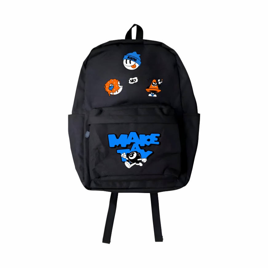 Tas Ransel Sekolah pria wanita Hitam keren bahan cordura-ilustic