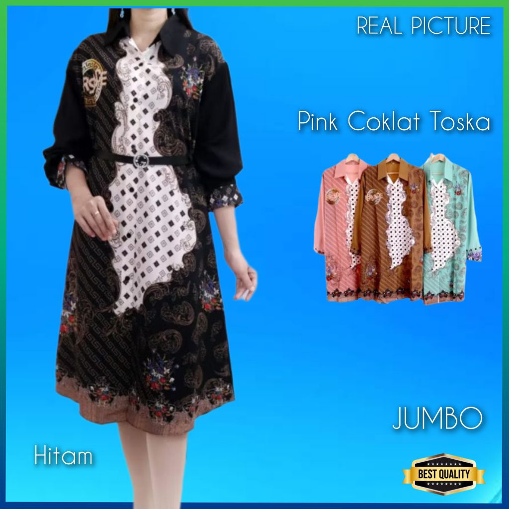 Baju Gaun Jumbo Wanita Isoflexis Dress Jumbo LD 120 Natal Korea Pesta Hitam