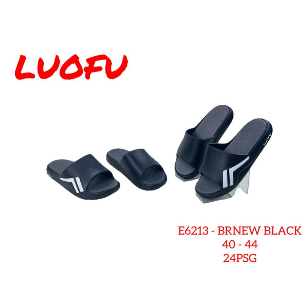Luofu Sandal Selop Pria Karet EVA Hitam - Abu E6213